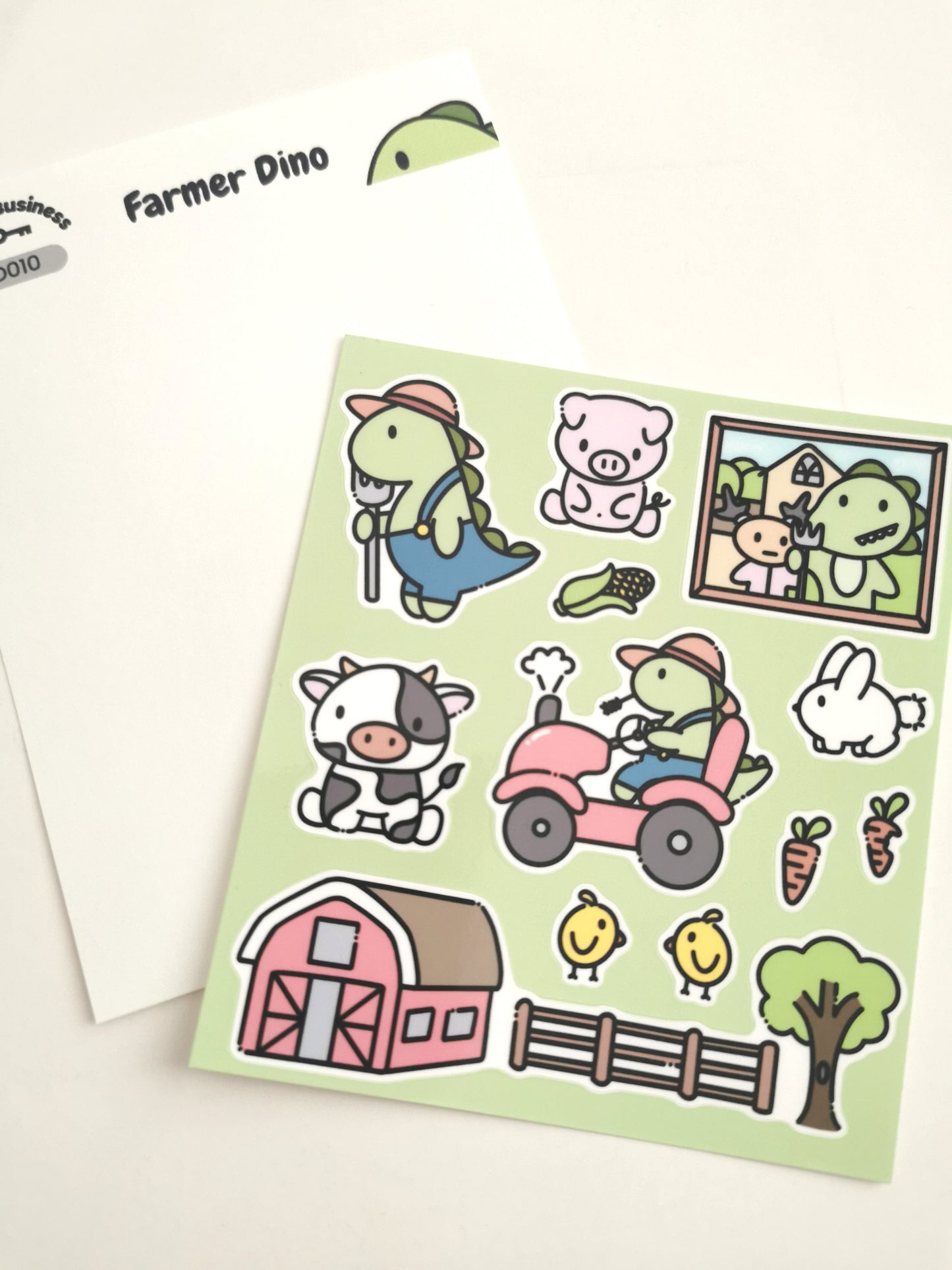 Farmer Dino Sticker Sheet