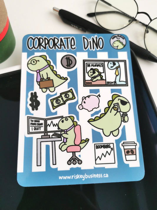 Corporate Dino Sticker Sheet