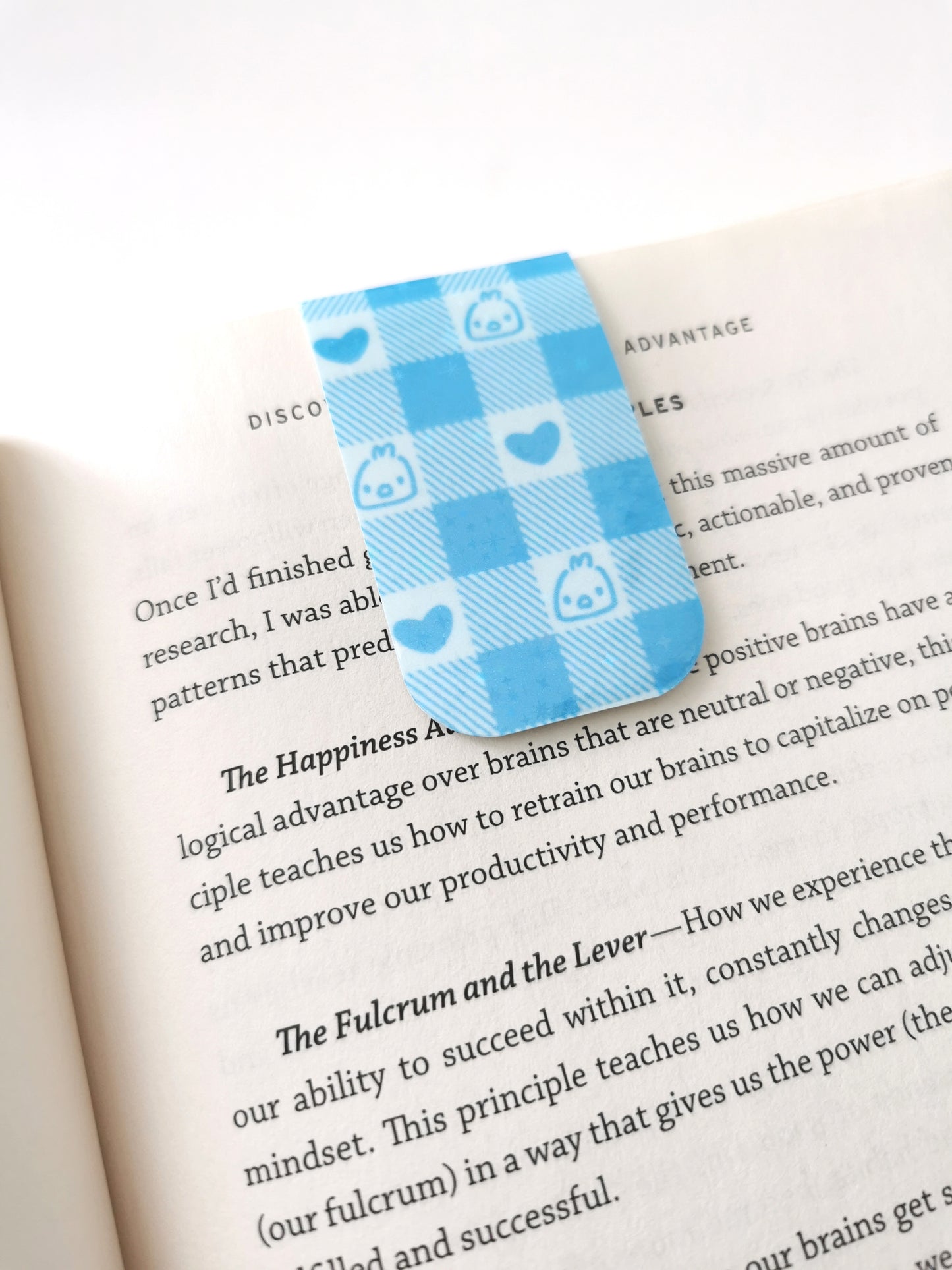 Blue Plaid Magnetic Bookmark