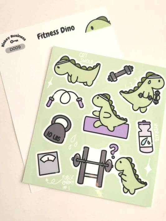 Fitness Dino Sticker Sheet
