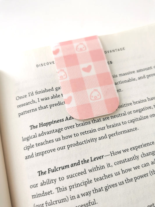 Pink Plaid Magnetic Bookmark