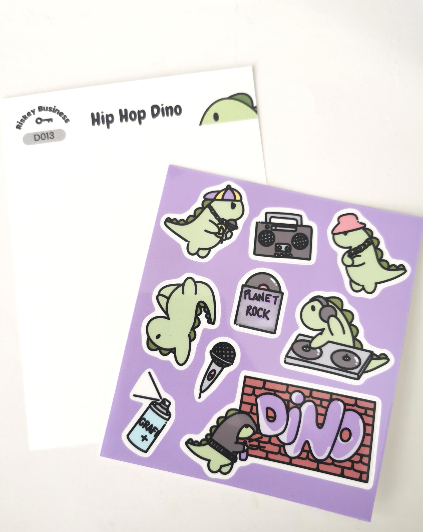 Hip Hop Dino Sticker Sheet