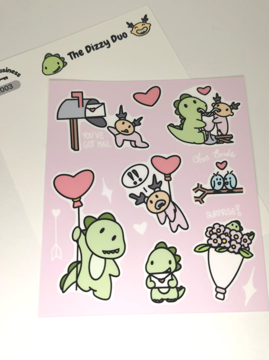 Dizzy Duo Valentines Sticker Sheet