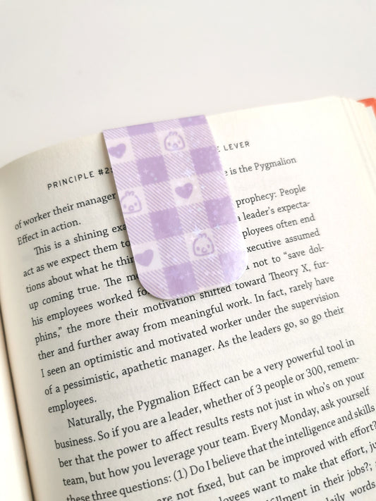 Purple Plaid Magnetic Bookmark